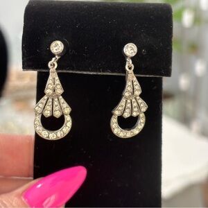 Vintage Austria signed crystal silver tone articulated earrings